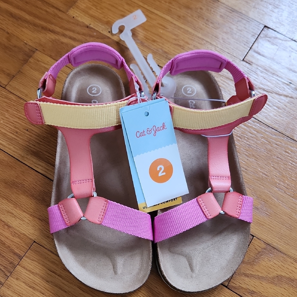 Cat & Jack Pink and Yellow Kids Sandals